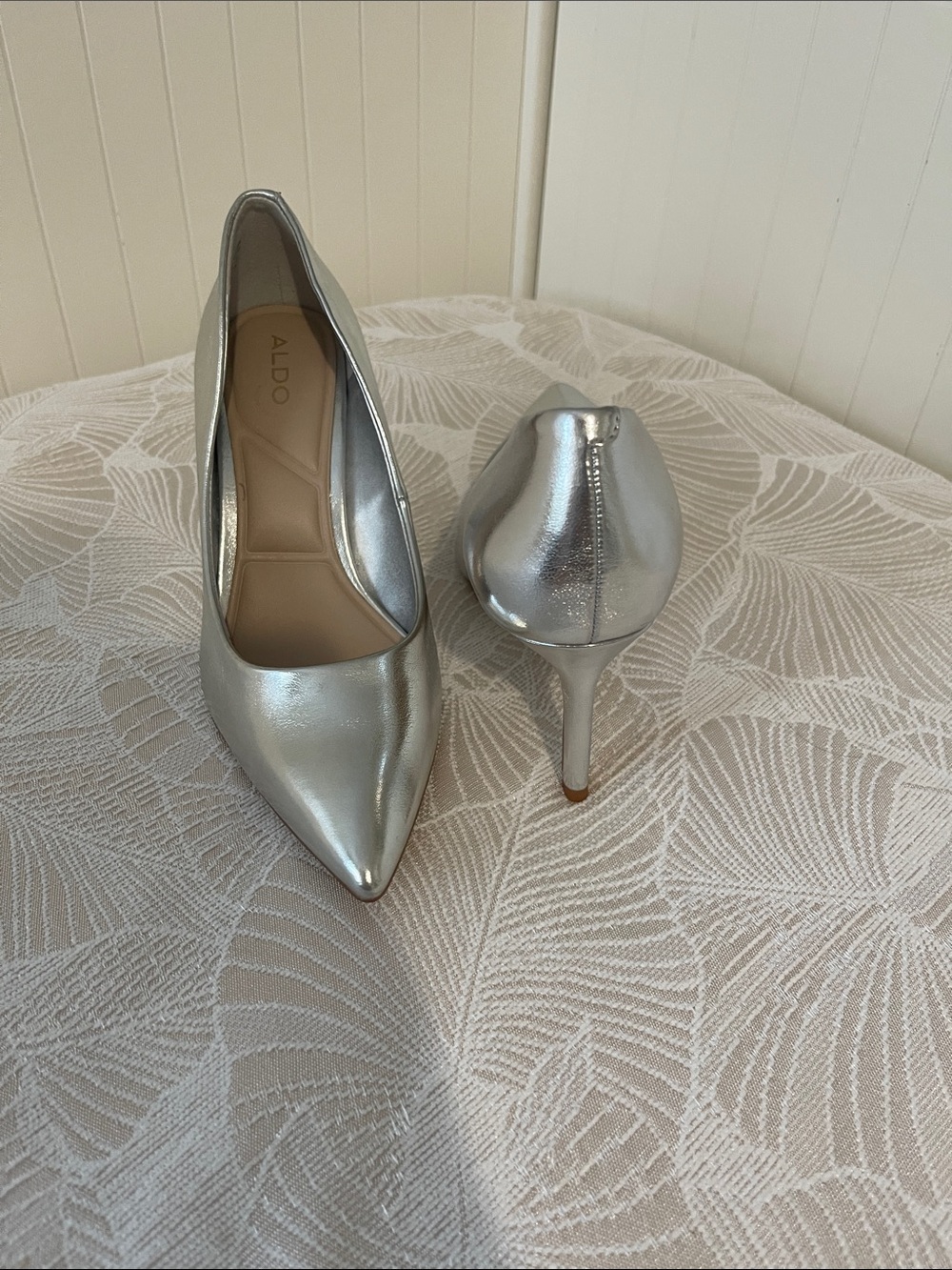 ALDO Metallic Silver Pointed-Toe Stiletto Pumps